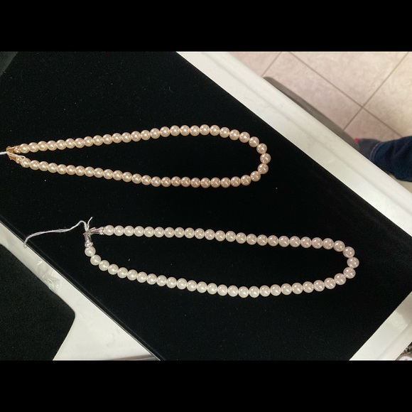 Faux Strand of Pearls with crystal detailed clasp. White OR Cream. - Picture 2 of 5